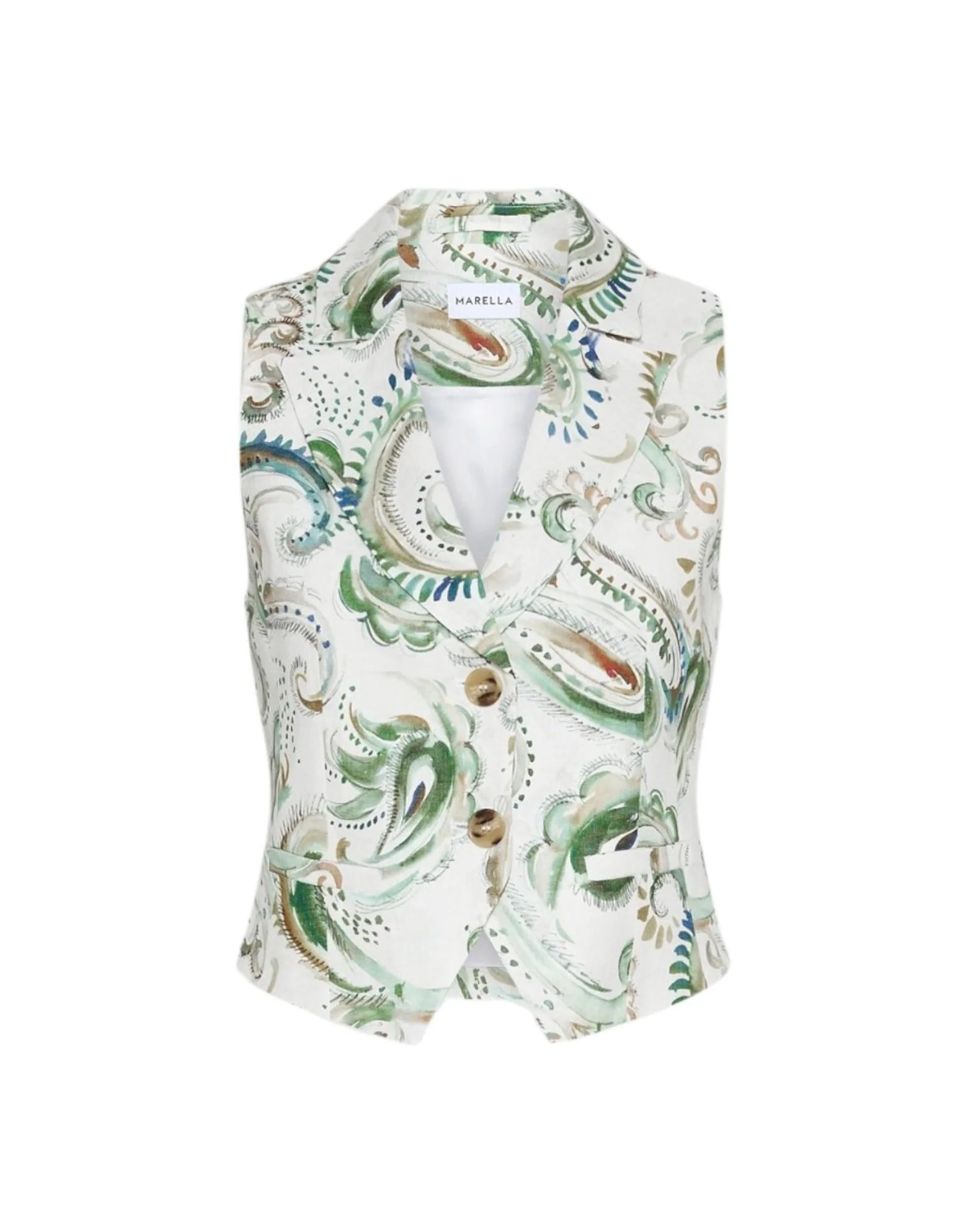 Marella Gilet in lino stampato Donna