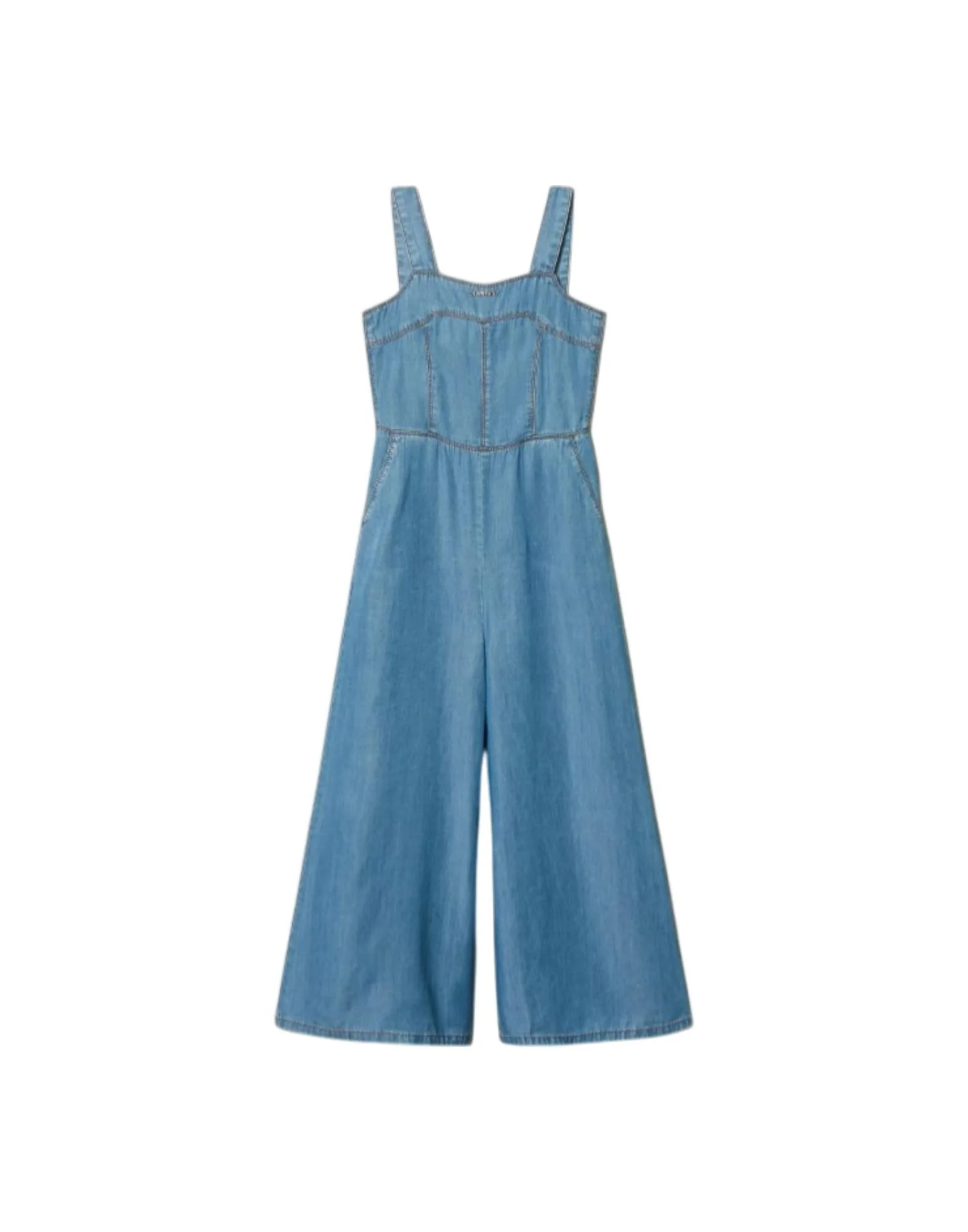 Twinset Tuta lunga in chambray con smock Bambina