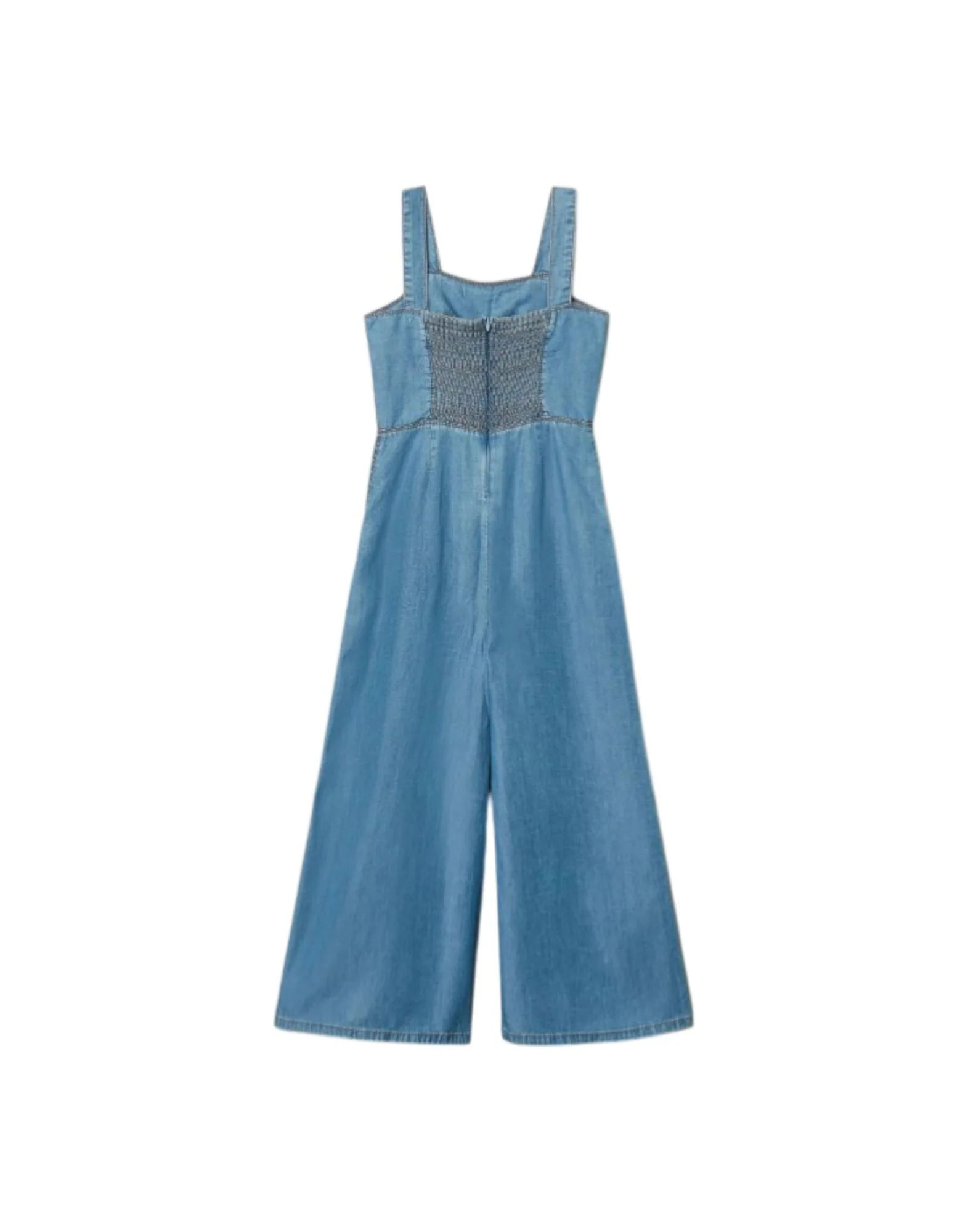 Twinset Tuta lunga in chambray con smock Bambina - Image 2