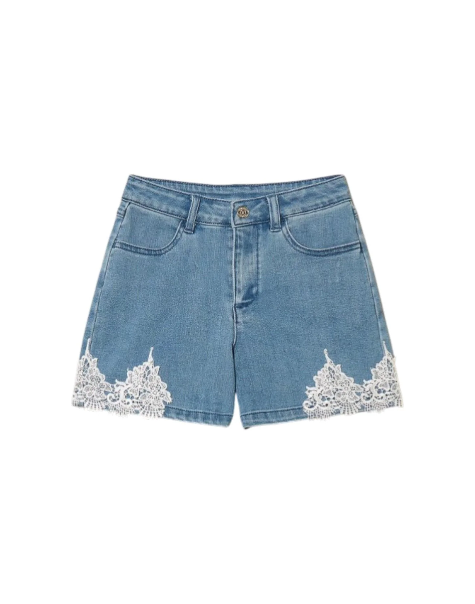 Twinset Shorts in jeans con pizzo Bambina
