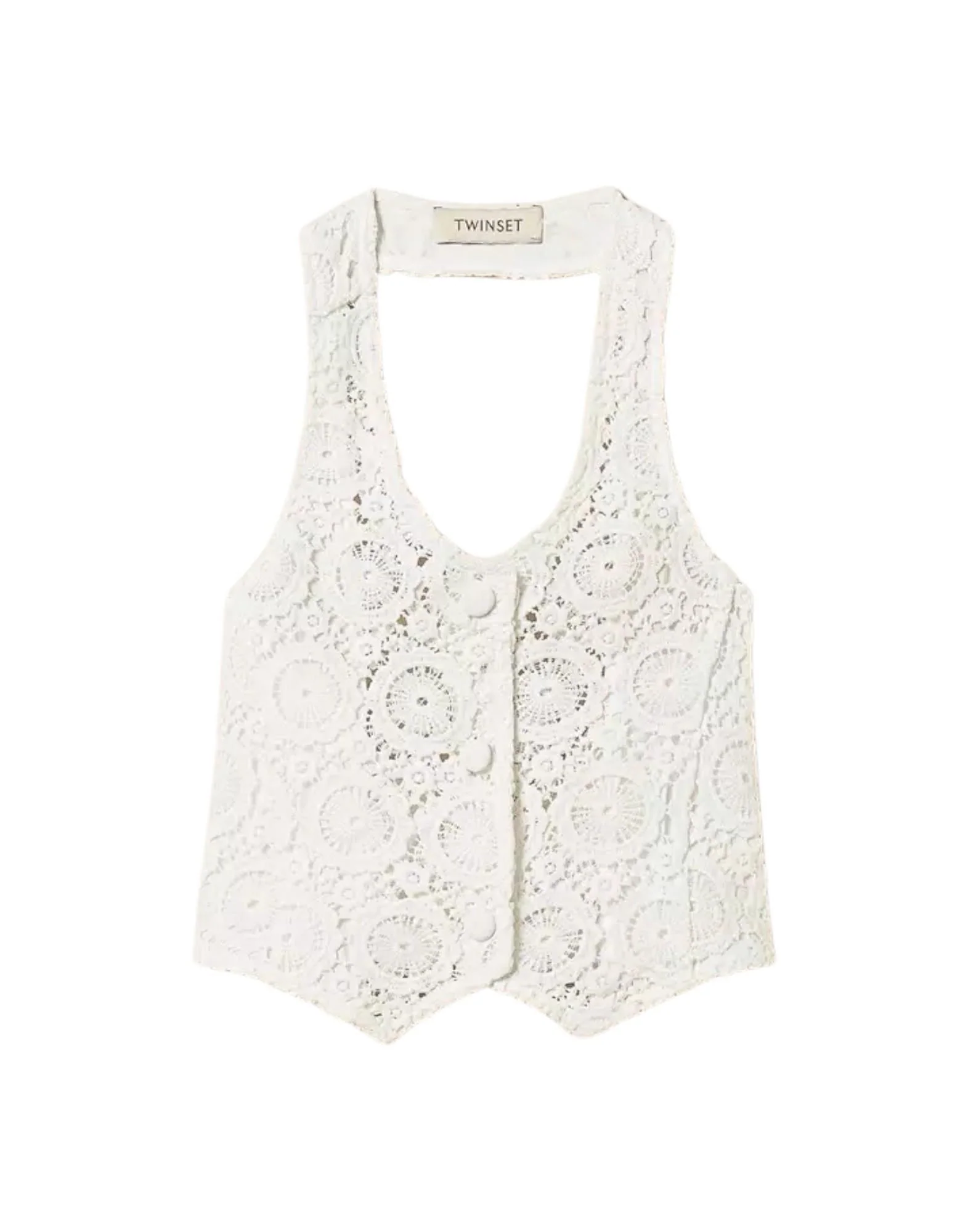 Twinset gilet fitted in pizzo macramè Bambina