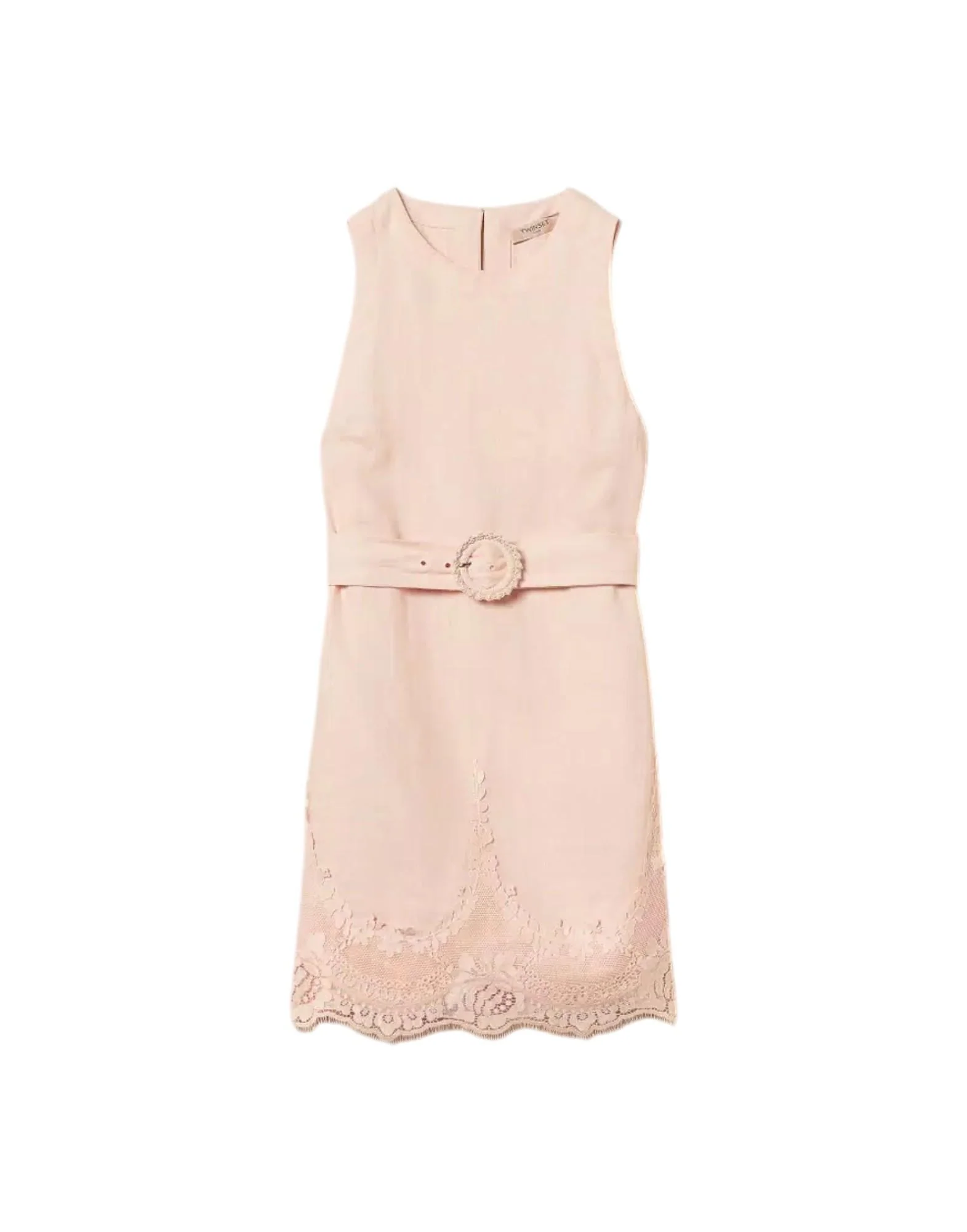 Twinset Abito corto in lino con pizzo Donna