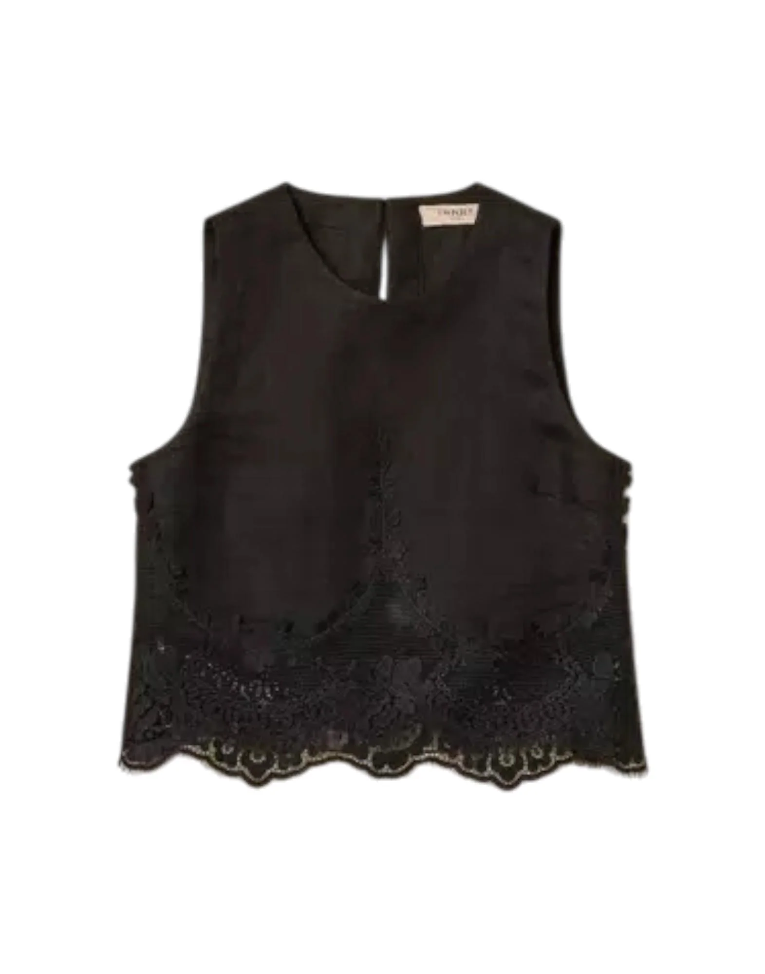 Twinset Top in lino con pizzo Donna